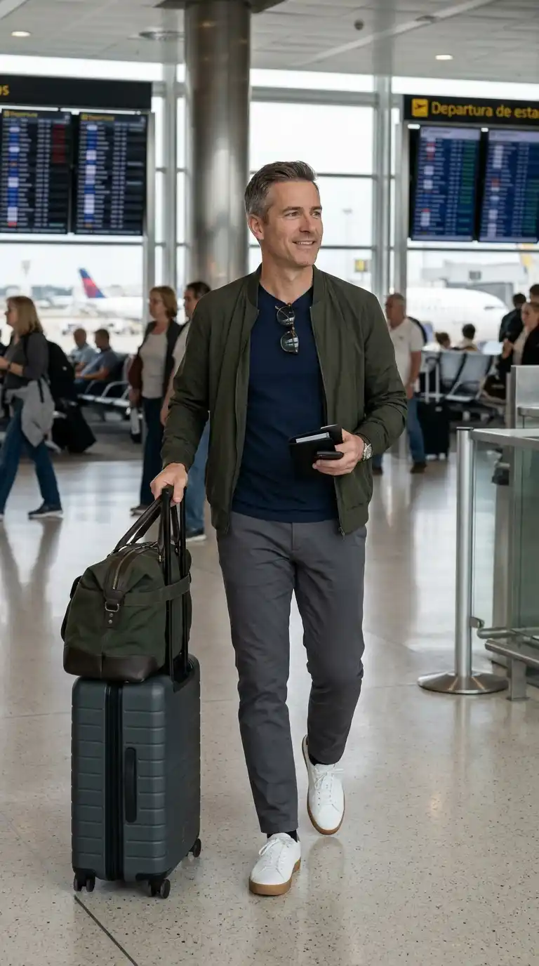 10 Packing‑Light Outfits for Men's Travel & Vacations 5 1. The Classic Neutral Airport Outfit