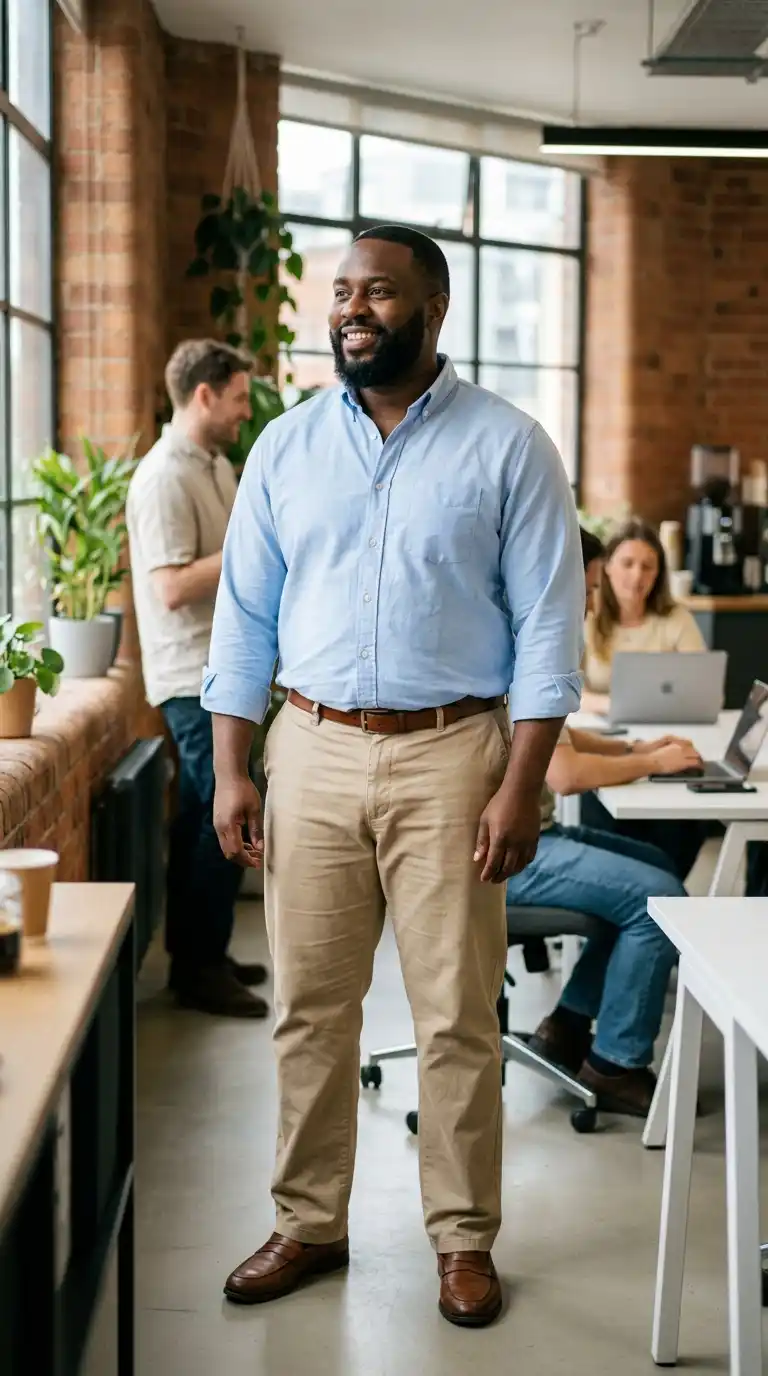 10. Oxford Shirt with Khakis for Everyday Office Comfort