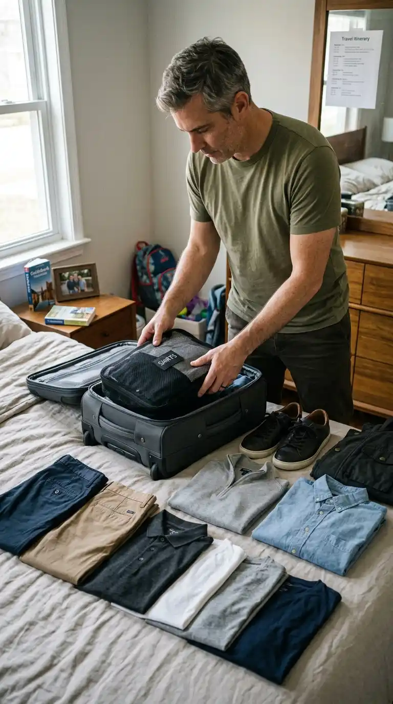 13. Minimalist Travel Capsule for Men: Family Trip Essentials