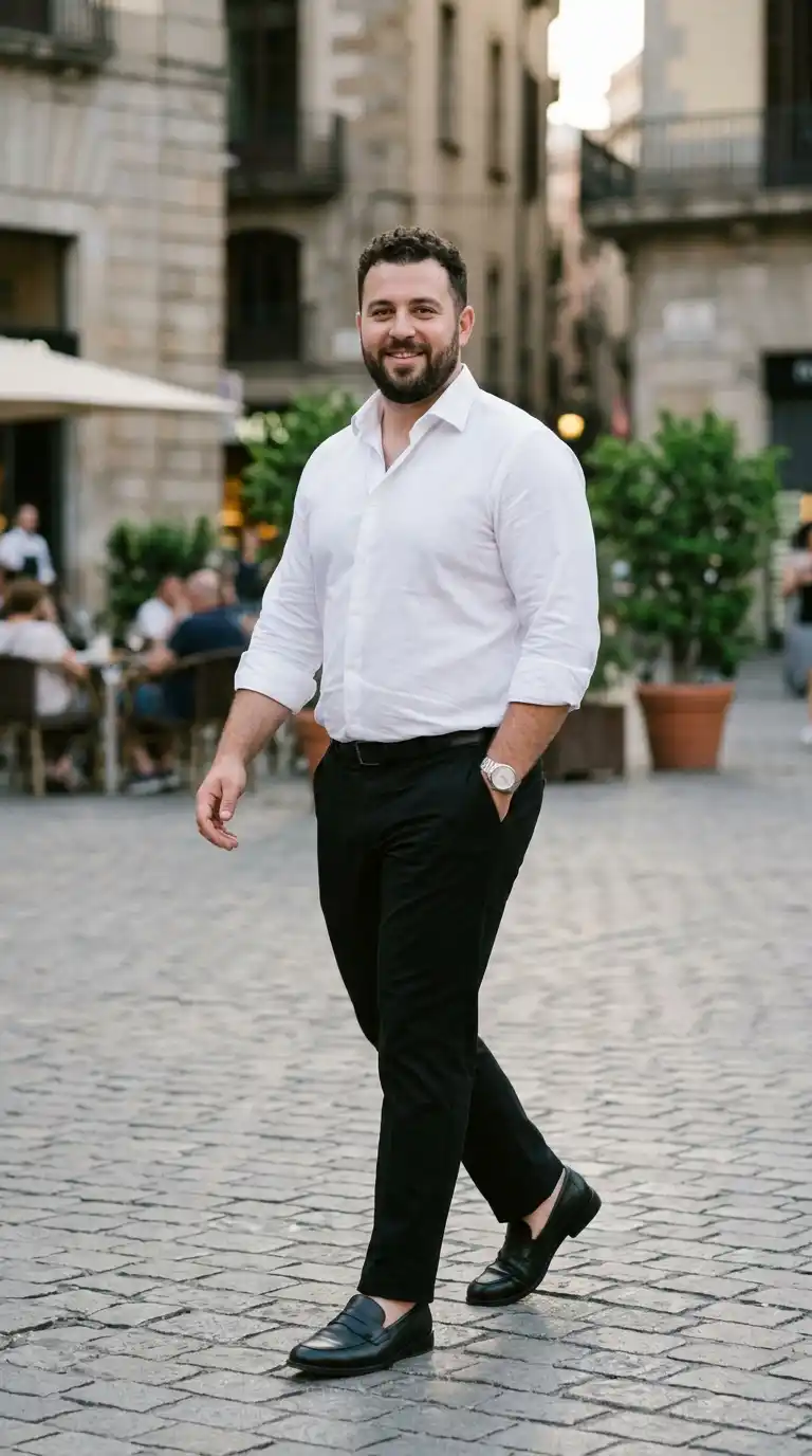 14. Minimalist White Shirt with Black Pants for Timeless Appeal