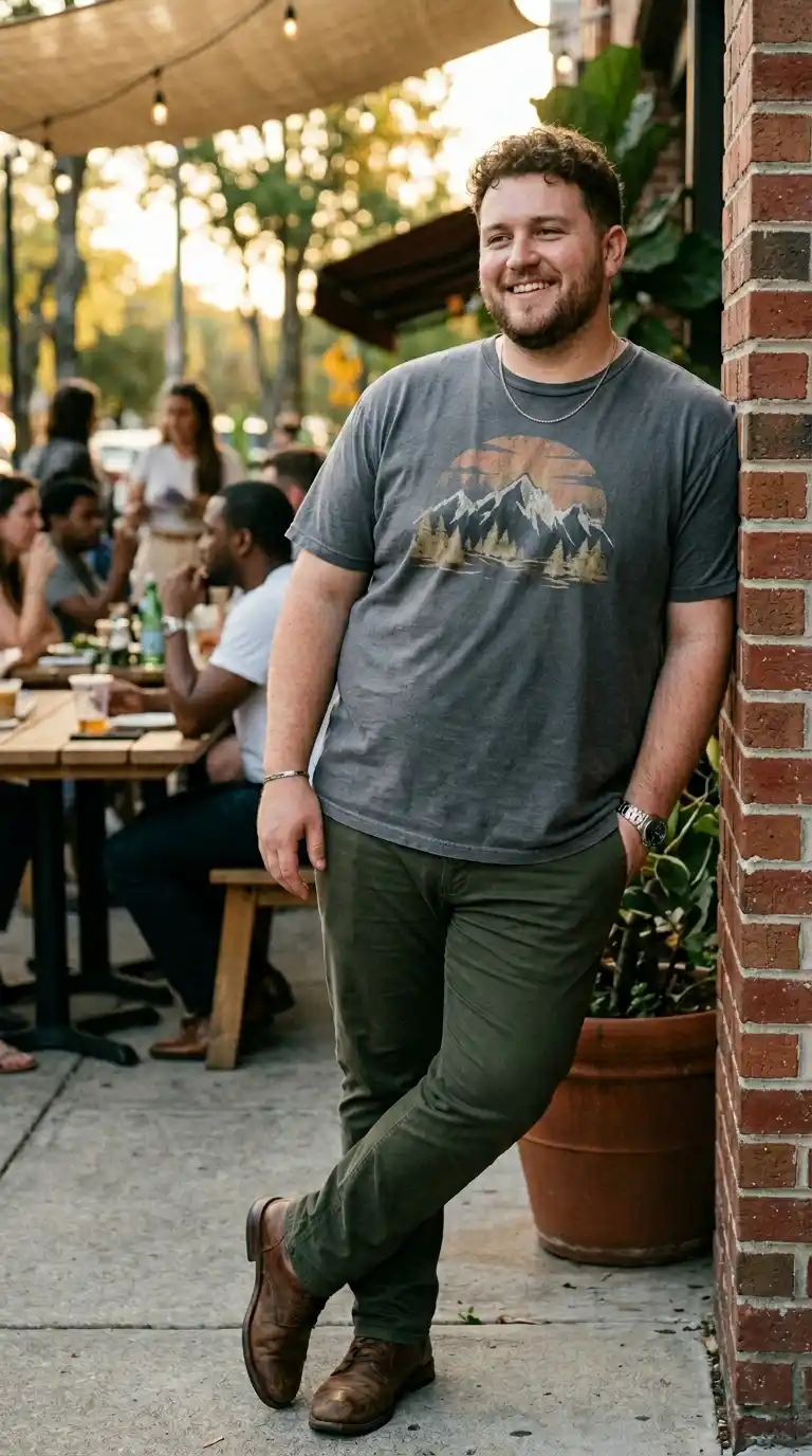 20 Curvy-Friendly Graphic Tees for Curvy Men Over 40 19 16. Soft-Fade Graphic Tees for Subtle Expression