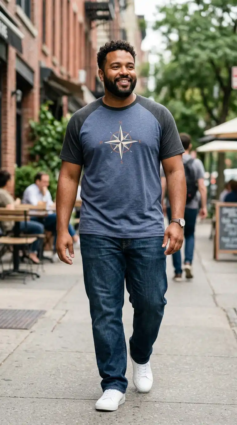 20 Curvy-Friendly Graphic Tees for Curvy Men Over 40 21 18. Dual-Tone Graphic Tees for Controlled Contrast