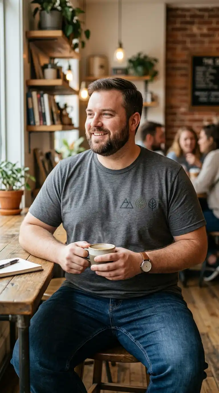 20 Curvy-Friendly Graphic Tees for Curvy Men Over 40 22 19. Subtle Symbol Graphic Tees for Everyday Wear