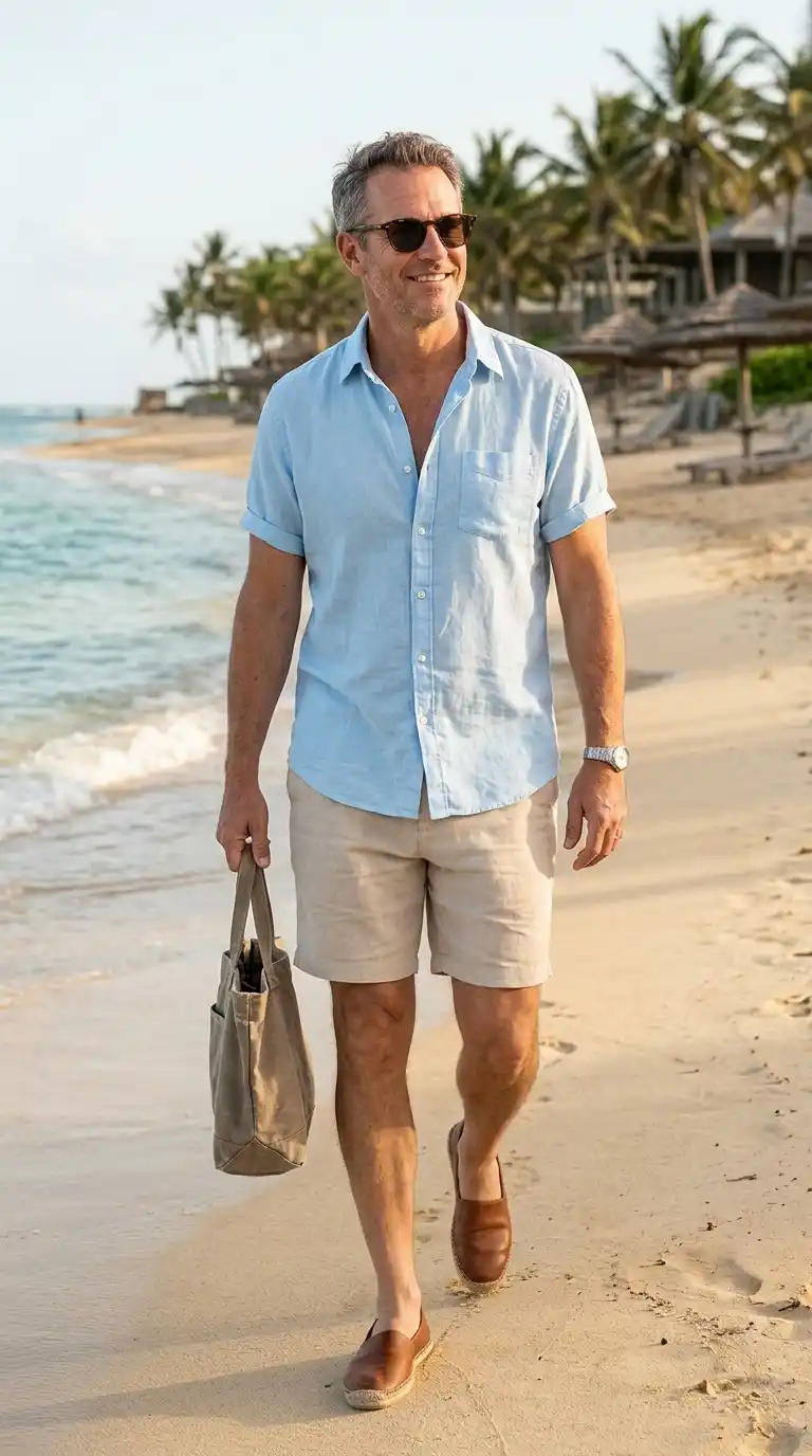 10 Packing‑Light Outfits for Men's Travel & Vacations 6 2. The Lightweight Beach Vacation Combination