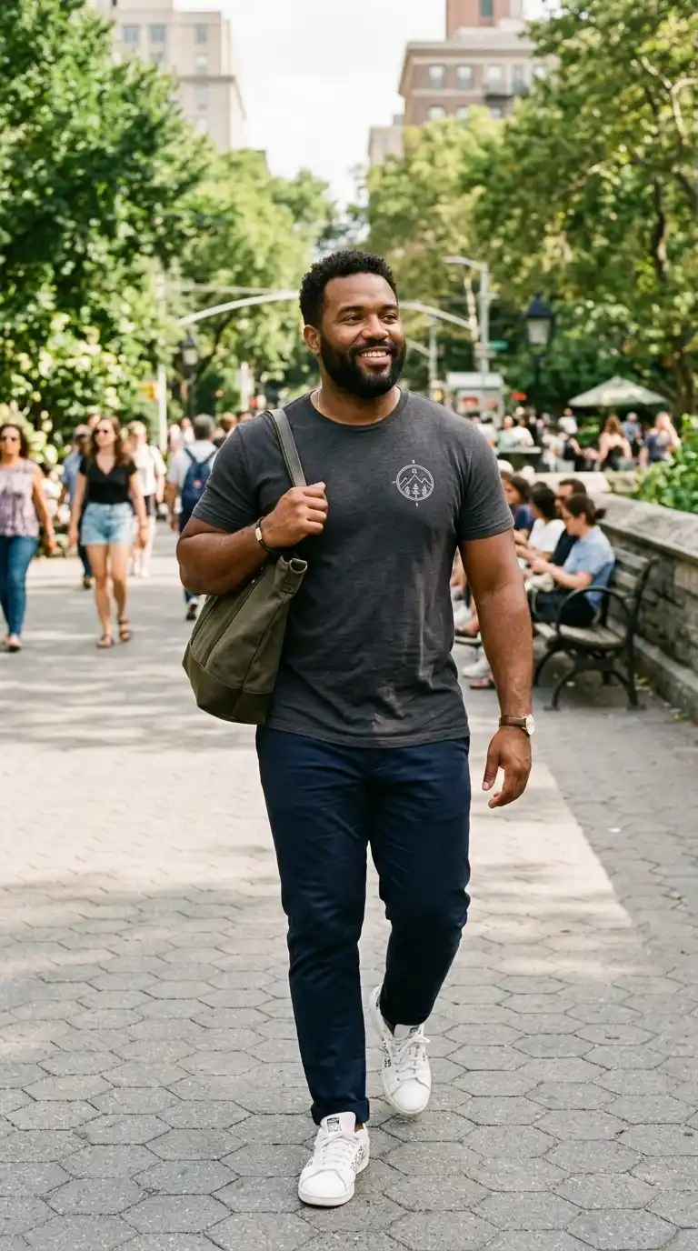 20 Curvy-Friendly Graphic Tees for Curvy Men Over 40 23 20. Matte Finish Graphic Tees for Refined Casual Style