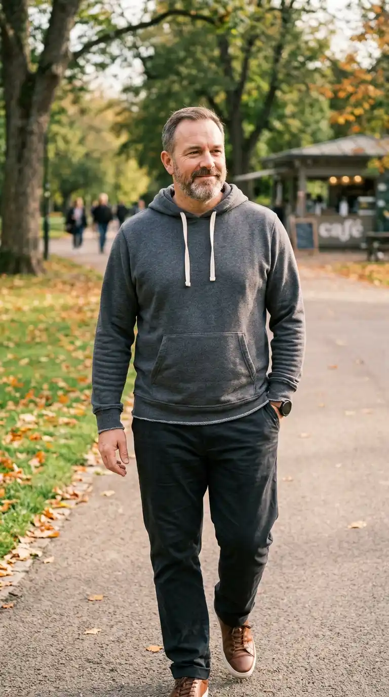 11 Stylish Cozy Hoodies for Curvy Men Over 40 (No Bulk) 6 3. French Terry Hoodie for Breathable Comfort