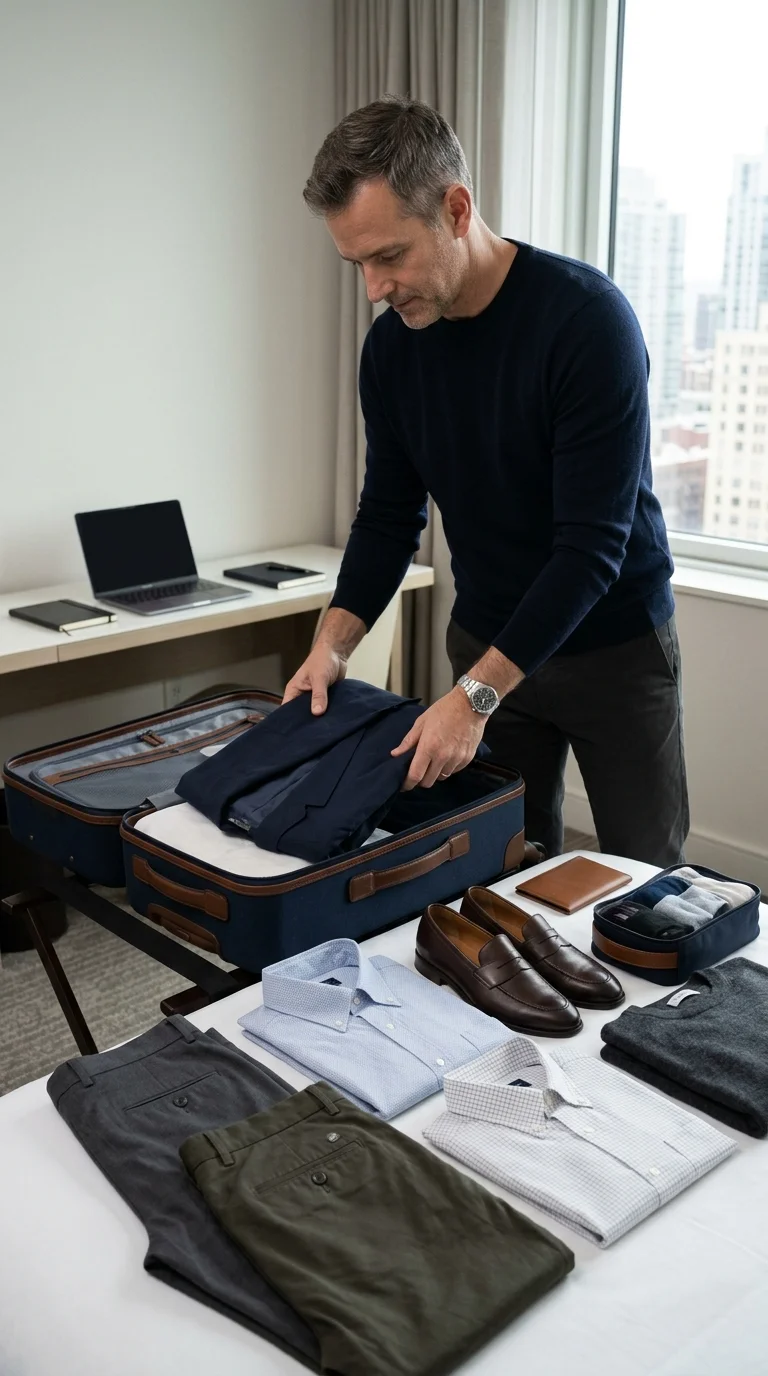 3. Minimalist Travel Capsule for Men: Business Casual Work Trips