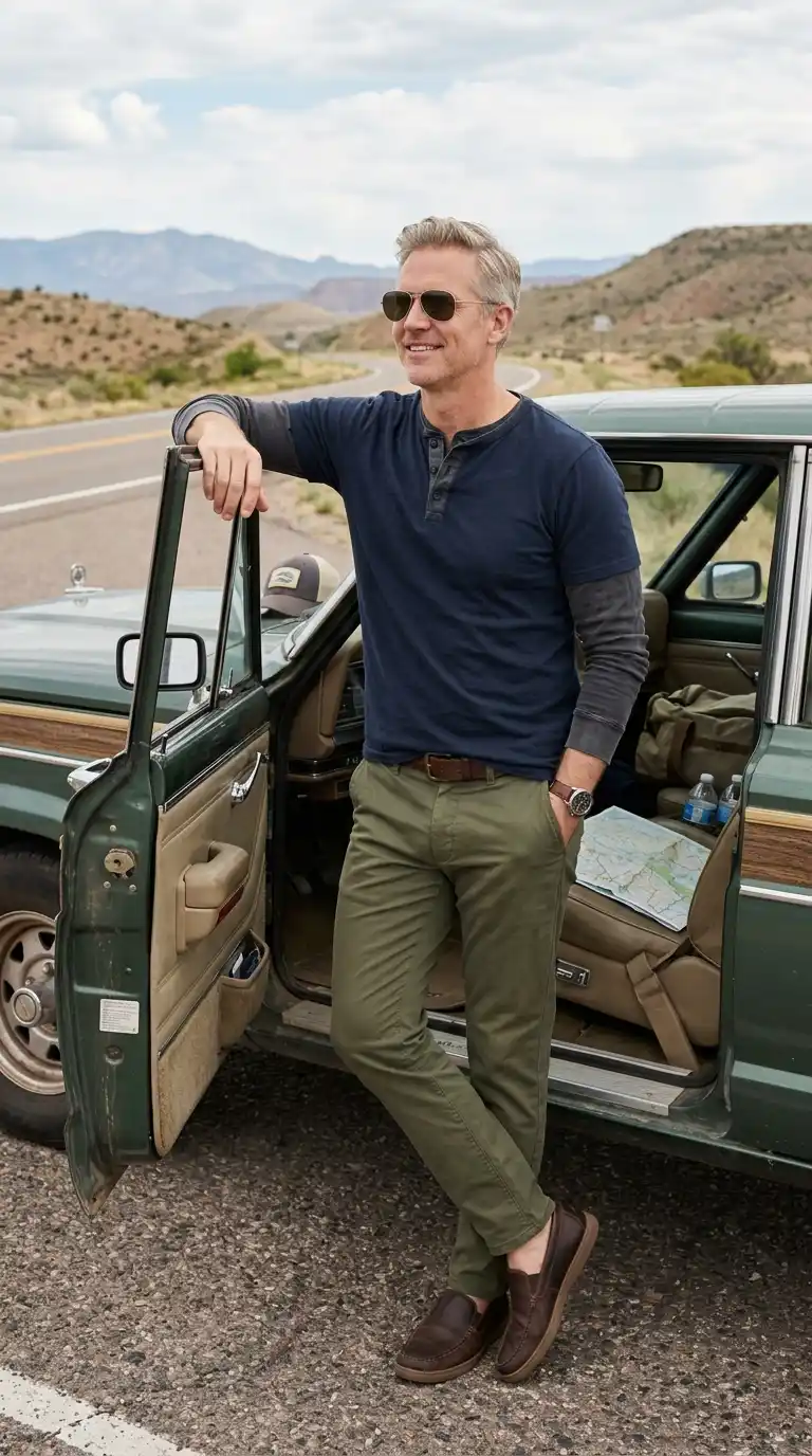10 Packing‑Light Outfits for Men's Travel & Vacations 9 5. The Weekend Road Trip Outfit