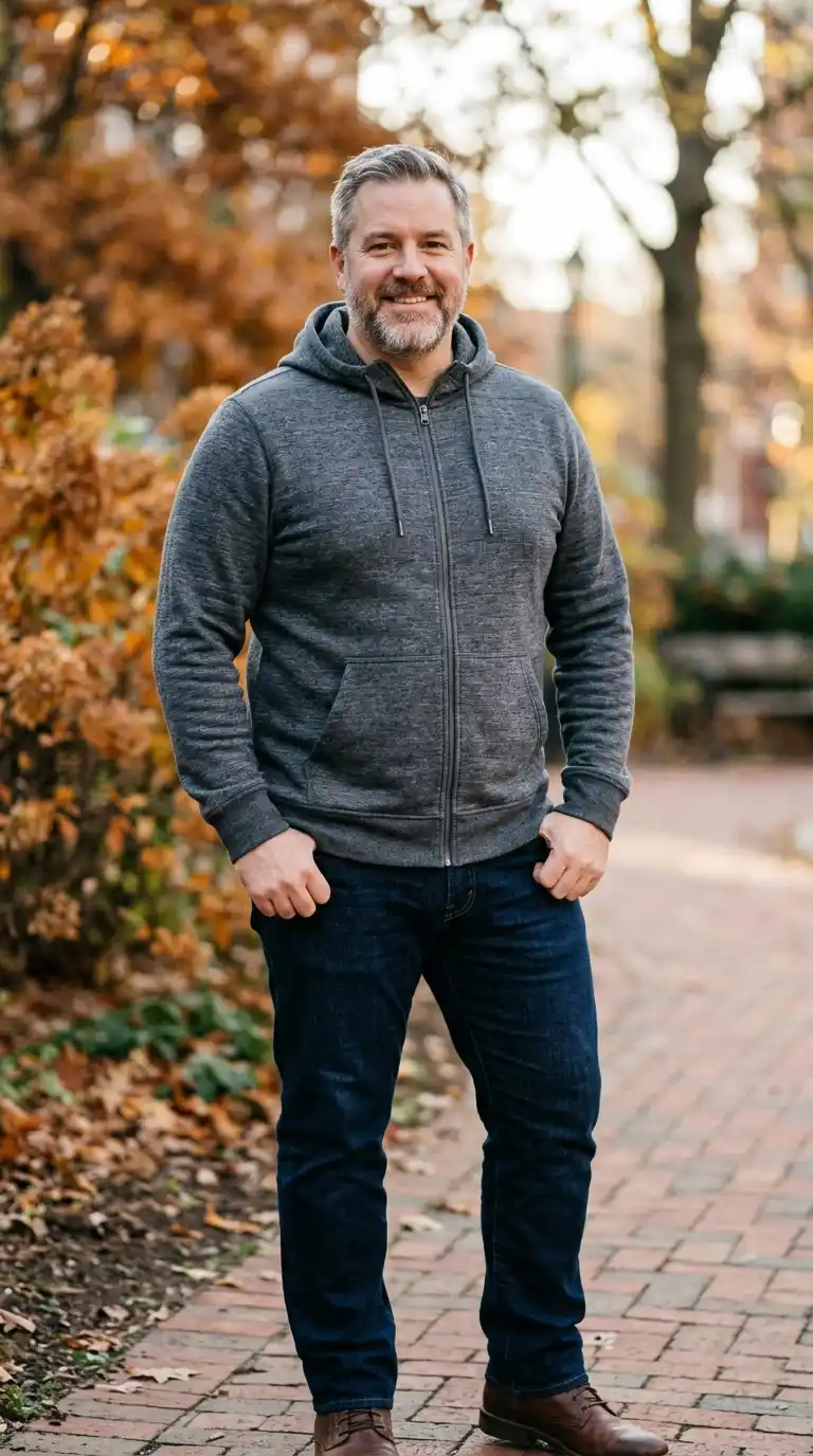 11 Stylish Cozy Hoodies for Curvy Men Over 40 (No Bulk) 9 6. Midweight Fleece Hoodie That Doesn’t Overwhelm Your Frame