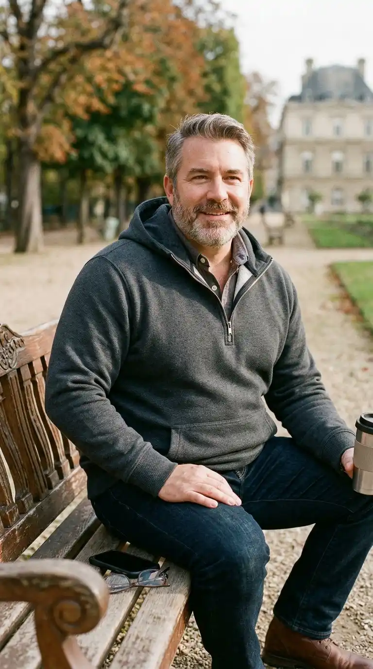 11 Stylish Cozy Hoodies for Curvy Men Over 40 (No Bulk) 11 8. Quarter-Zip Hoodie for Adjustable Comfort and Style