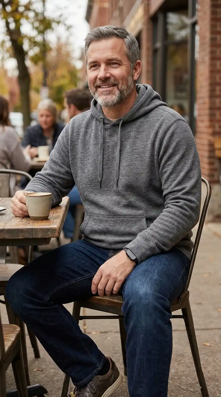 11 Stylish Cozy Hoodies for Curvy Men Over 40 (No Bulk) 12 9. Hoodie with Subtle Texture Instead of Heavy Graphics