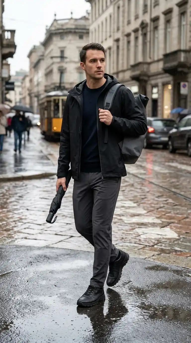9. Minimalist Travel Capsule for Men: Rainy Destination Essentials