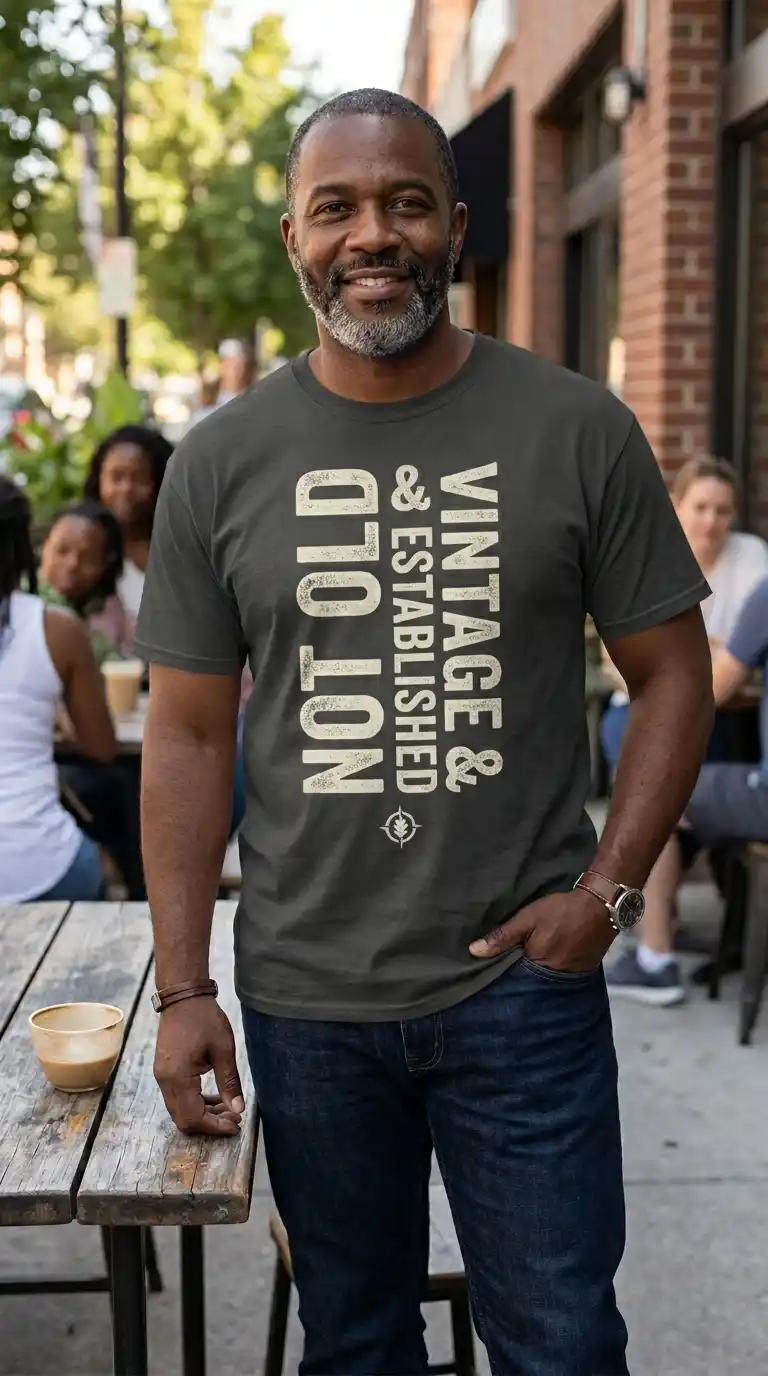 20 Curvy-Friendly Graphic Tees for Curvy Men Over 40 12 9. Text-Based Graphic Tees with Vertical Layouts