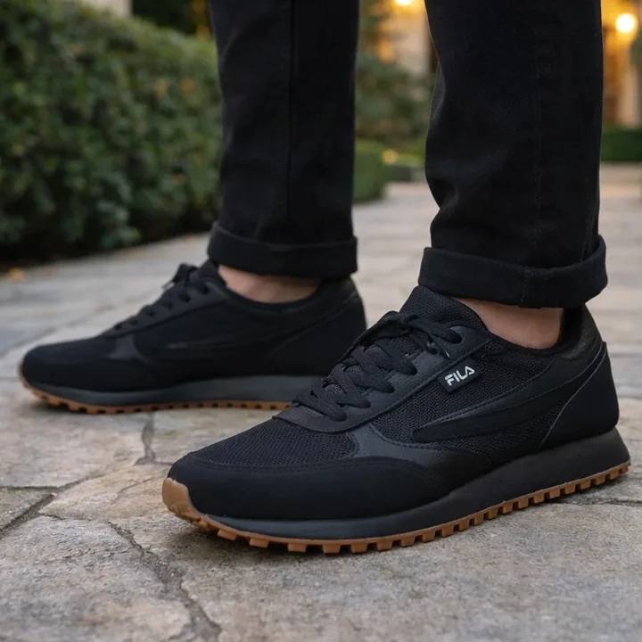 18 Best Men's Sneakers for Work That Actually Pass a Dress Code 18 FILA Black Runner With Gum Sole: Maximum Dress Code Safety