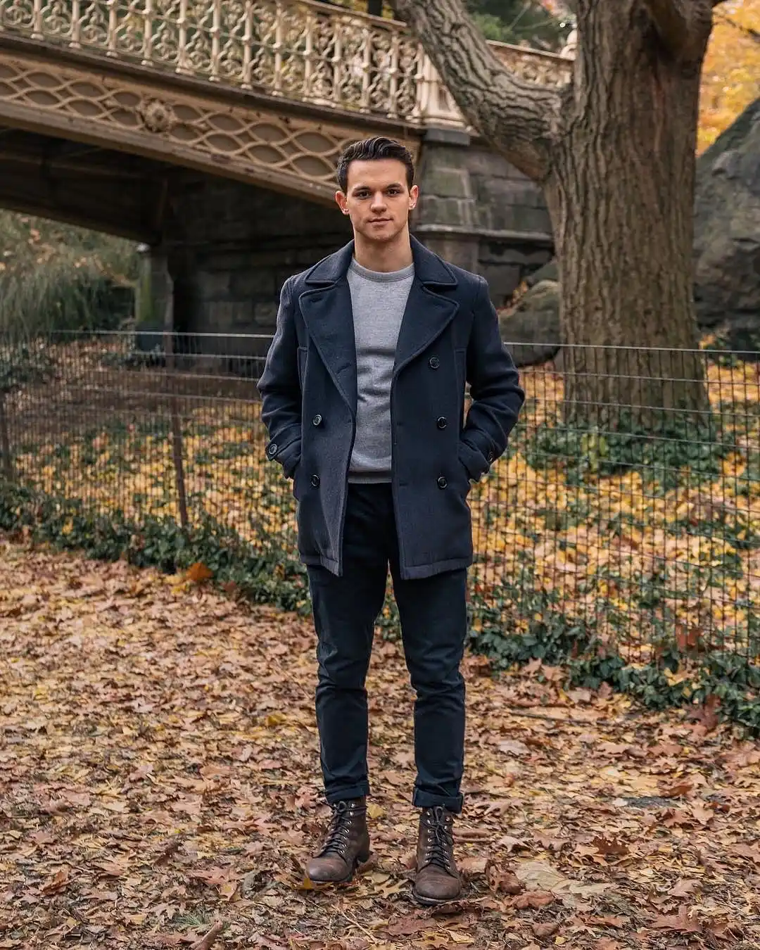 15 Curated Outfits for Men’s City‑Break Trips 8 7. Classic Autumn Peacoat Style