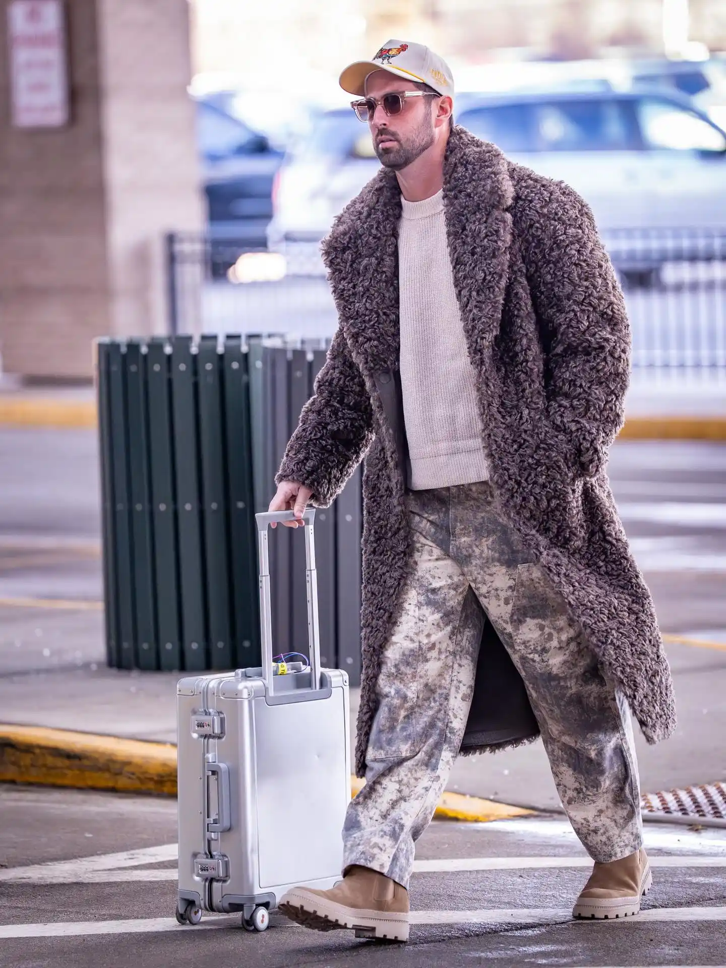 12. Shearling Overcoat and Textured Cargoes