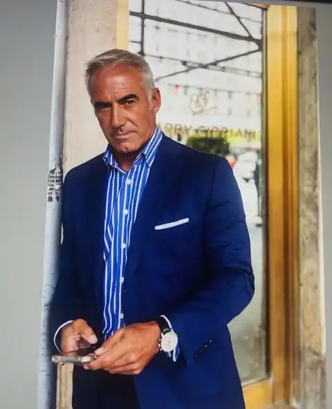 1. The Navy Blazer and Striped Shirt