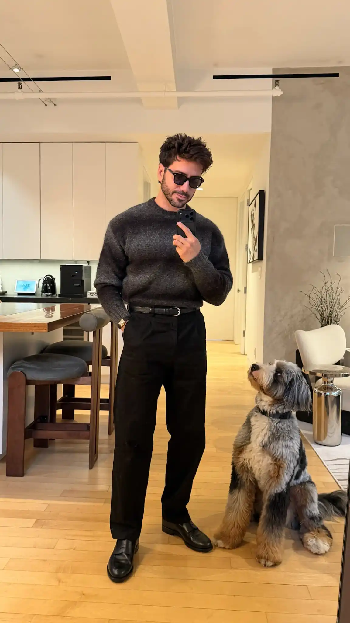 3. The Textured Sweater and Tailored Trousers