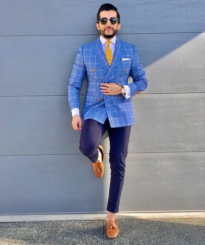 8. Plaid Double Breasted Statement