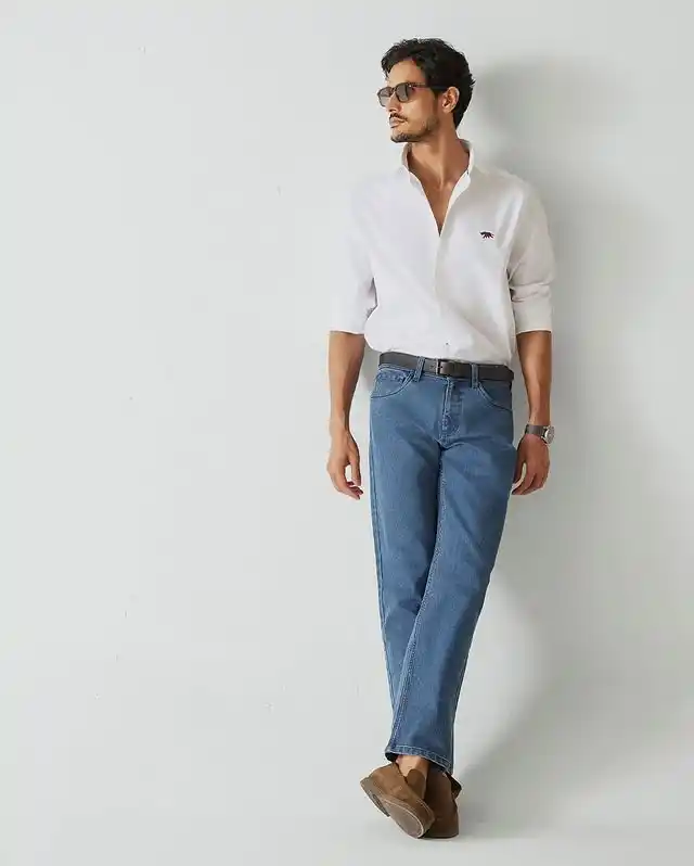 15 Jeans That Fit Tall Men (No Hemming Needed) 13 12. Mid Blue Straight Fit Jeans
