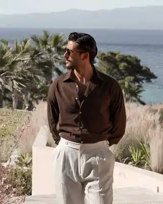 1. Classic Earth Tones with Pleated Trousers