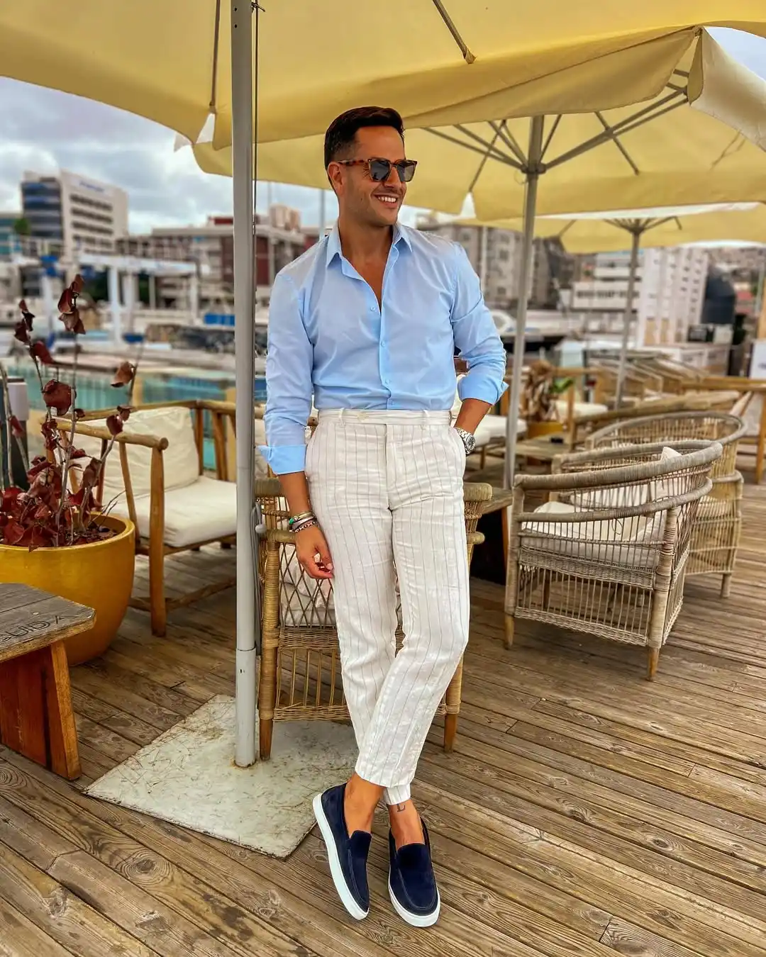 11. The Light Blue Dress Shirt and Pinstripe Trousers