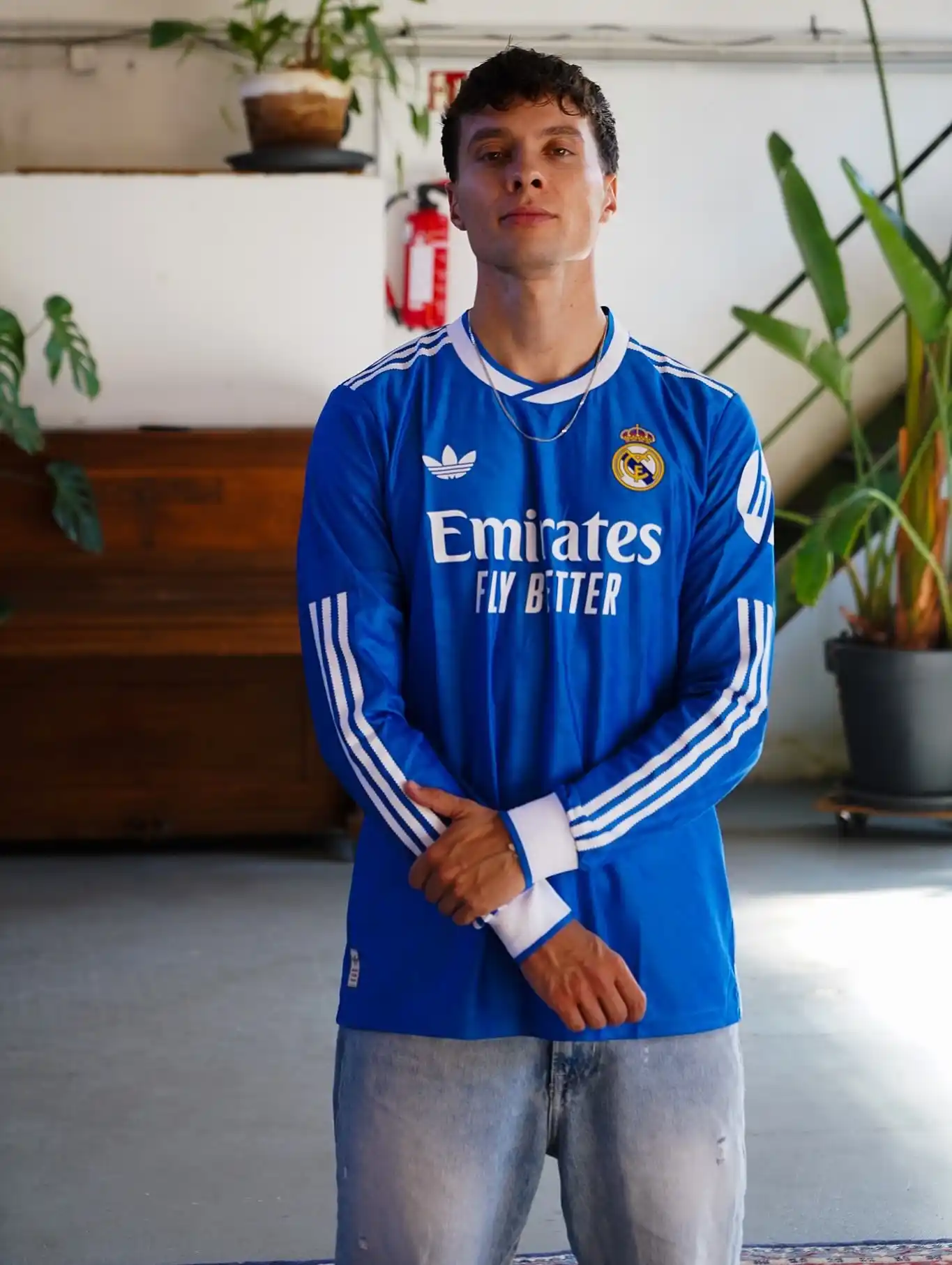 9. Long Sleeve Blue Real Madrid Jersey With Light Wash Jeans