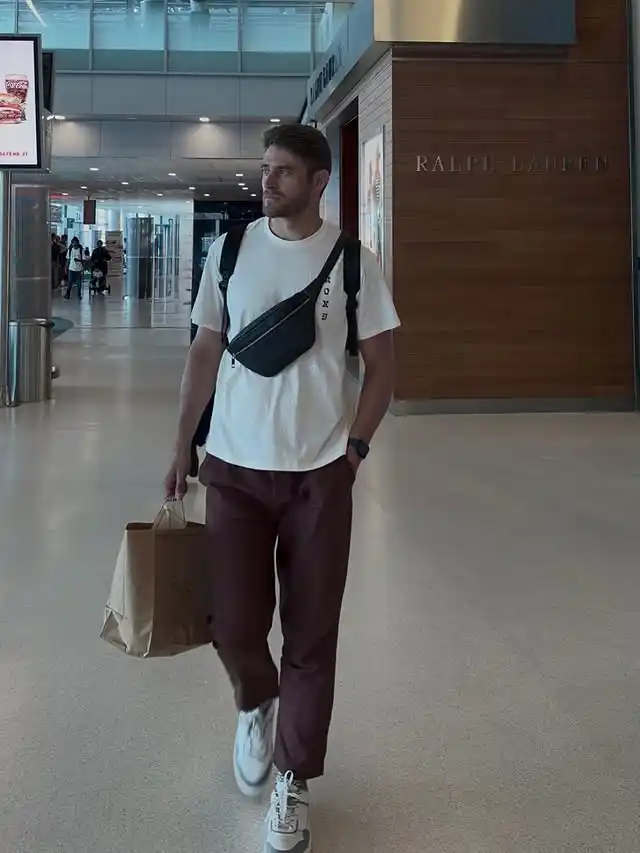 15 Airport Outfit Men Plus Size Ideas That Actually Fit Right 6 5. Earth Tone Trousers and Classic White Tee