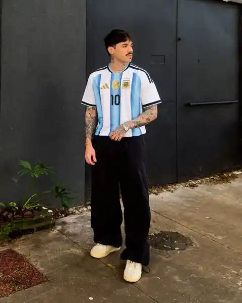 11. Boxy Argentina Jersey with Baggy Cargo Pants