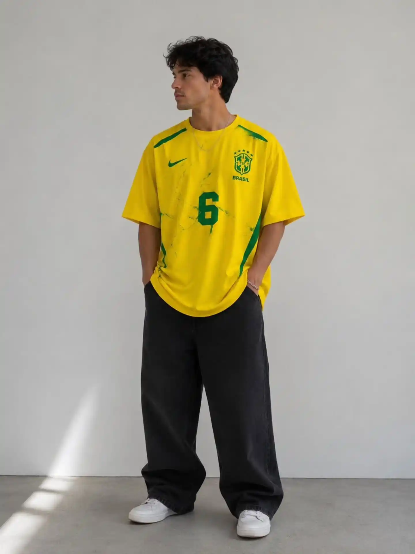 1. Classic Brazil Jersey with Loose Black Jeans