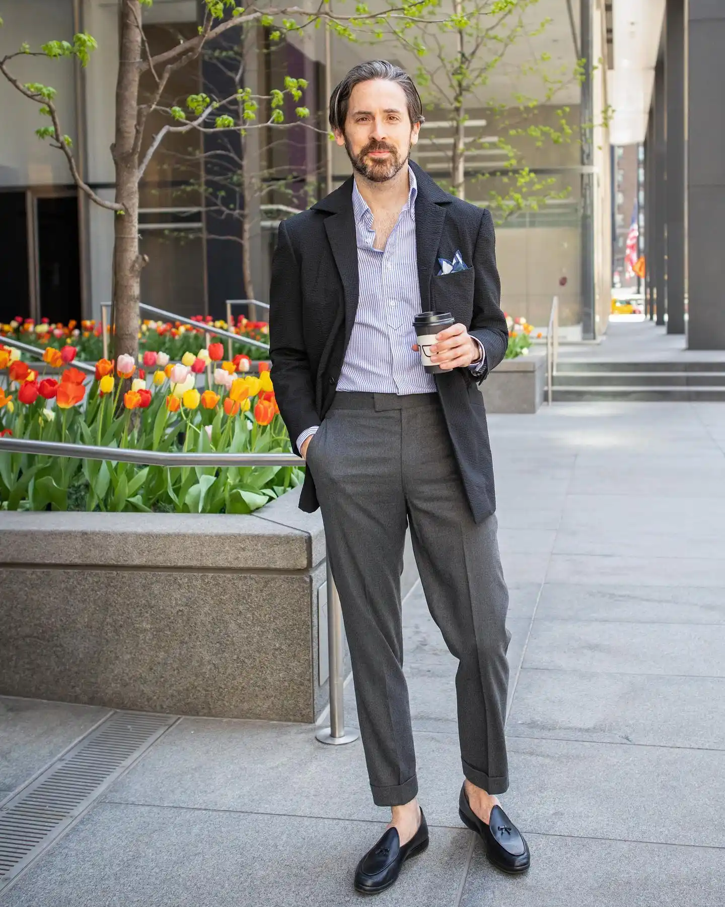 5. Textured Blazer and Cropped Slacks