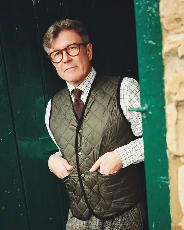 16. The Quilted Olive Vest and Checkered Shirt