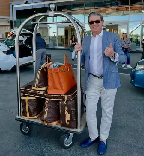 5. Light Blue Sport Coat and Designer Trunk Cart