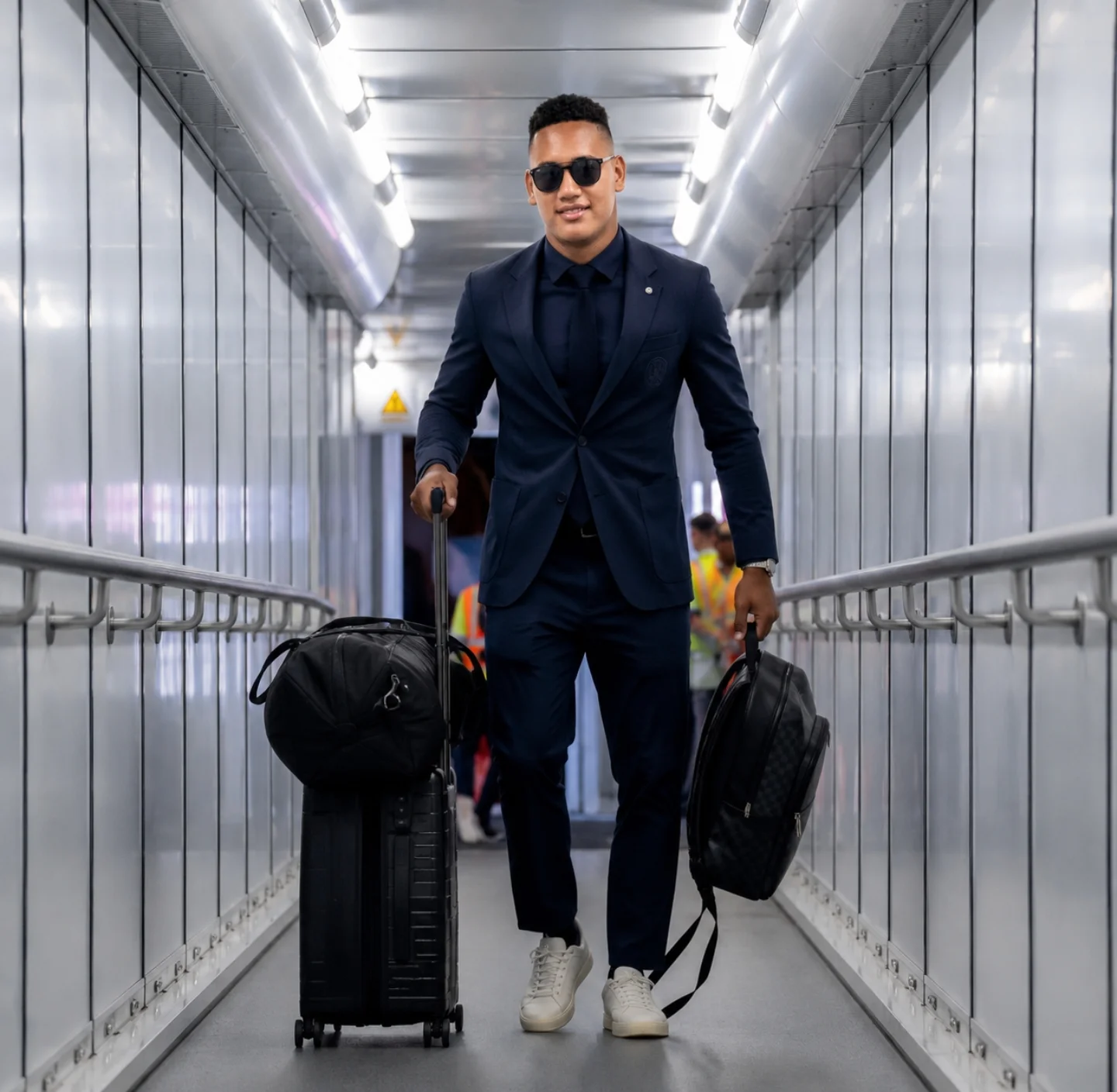 4. The Sharp Tailored Suit and Sneakers Combination