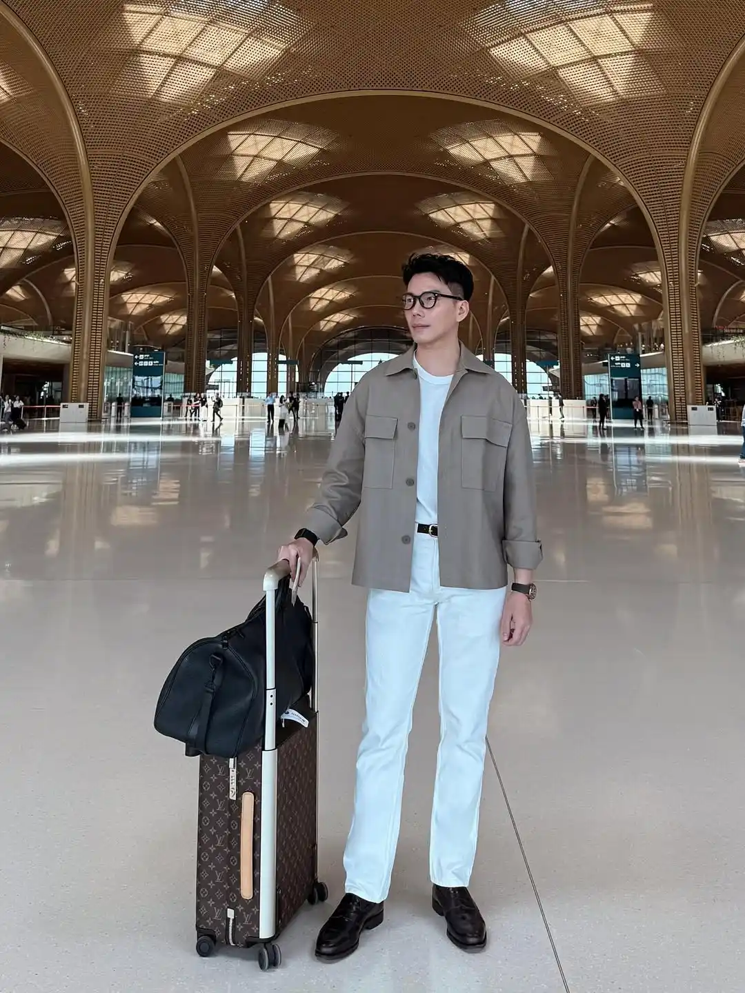 11. Minimalist Overshirt and White Denim