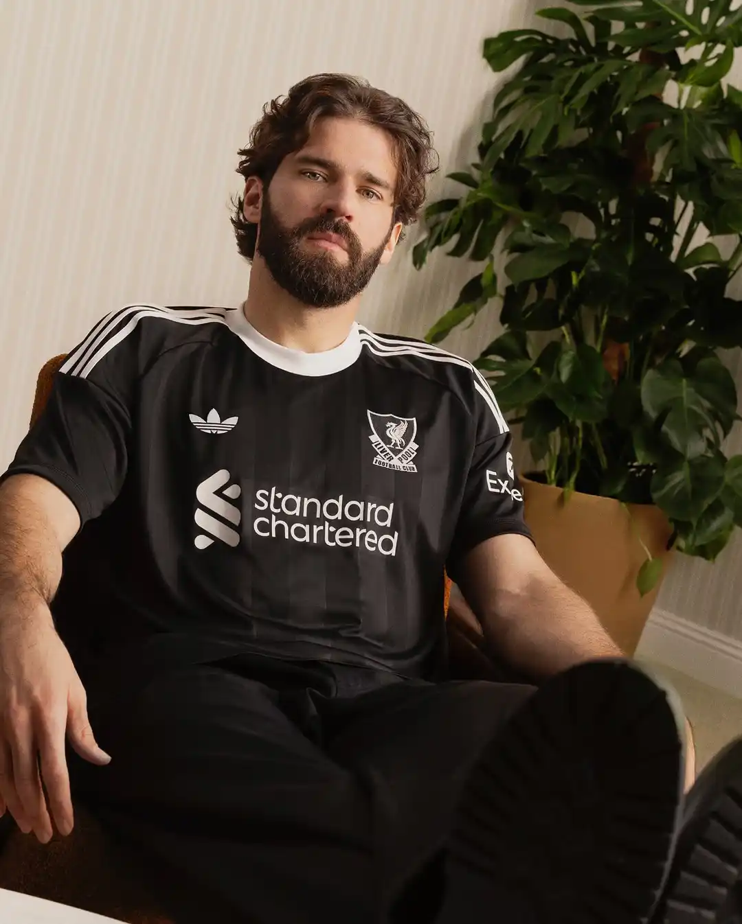 2. Black Liverpool FC Adidas Jersey With Black Trousers