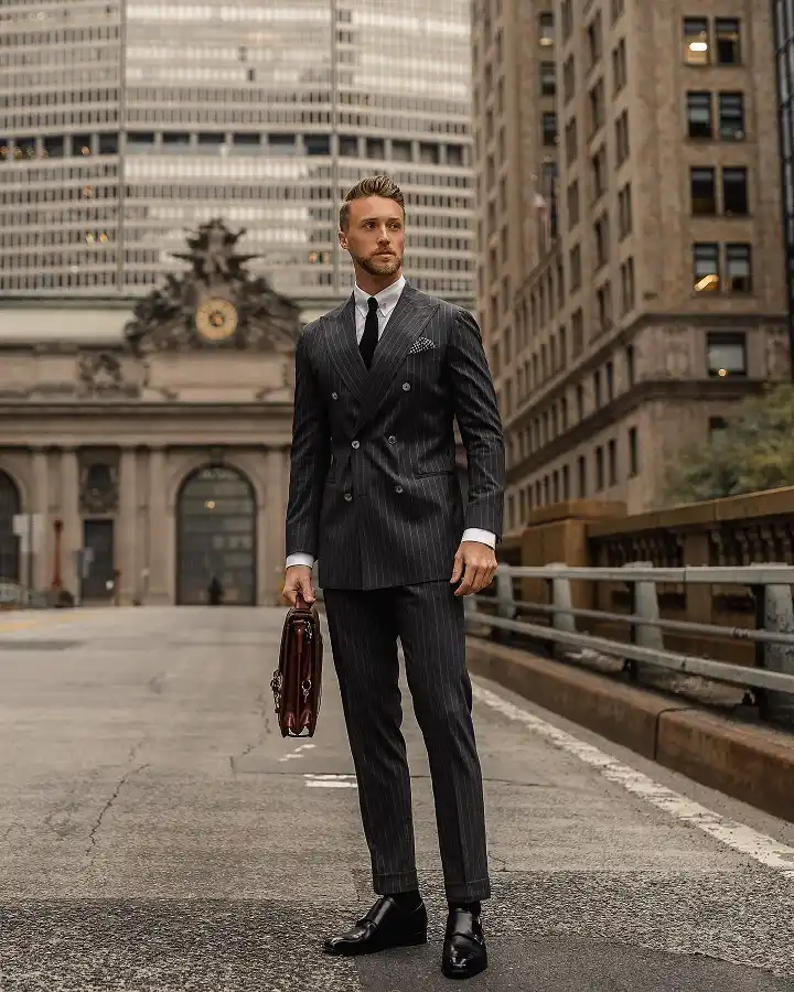 16 Stylish Airport Outfits for Men on Business Trips 2 Pinstripes and a Briefcase for When the Trip Ends in a Client Meeting