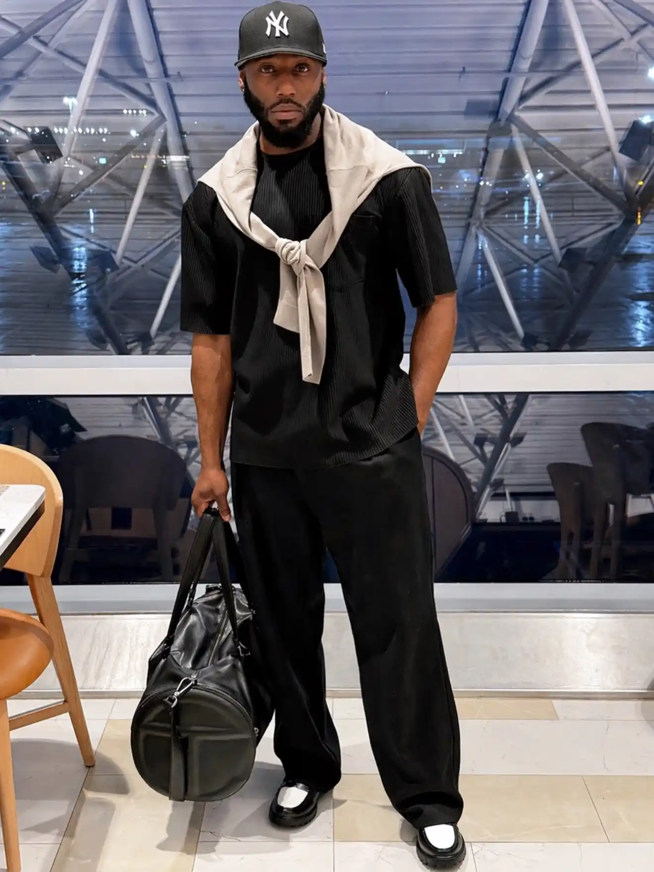 8. The Textured Tee and Knitted Shoulder Layer