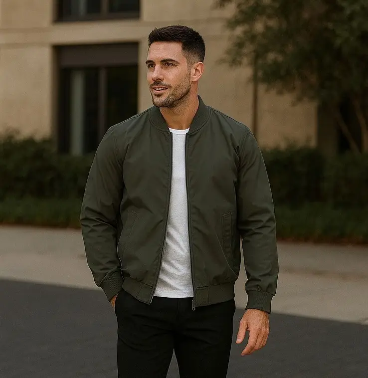 An Olive Bomber as Your Middle Weight Jacket