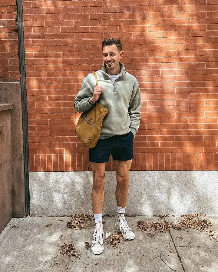 The Half-Zip and Shorts Combo That Balances Long Legs