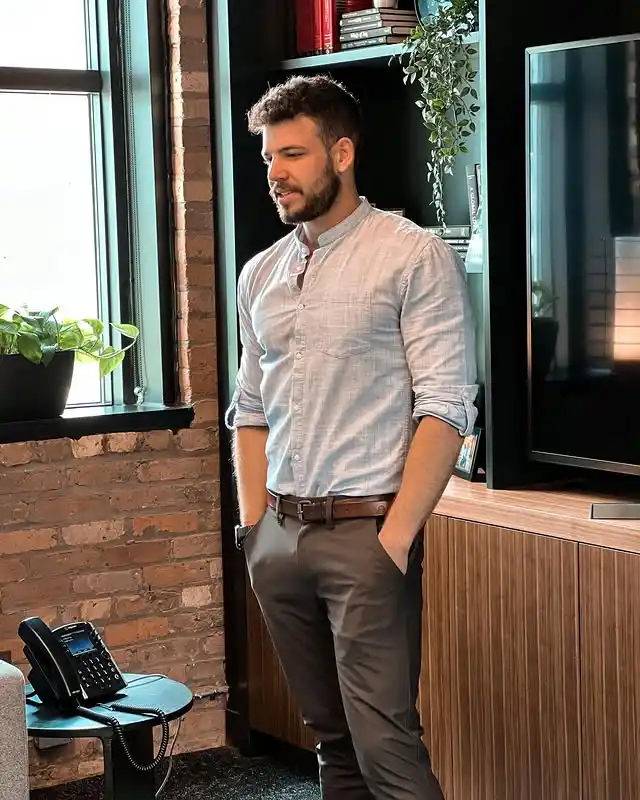 9. The Smart Casual Band Collar Look