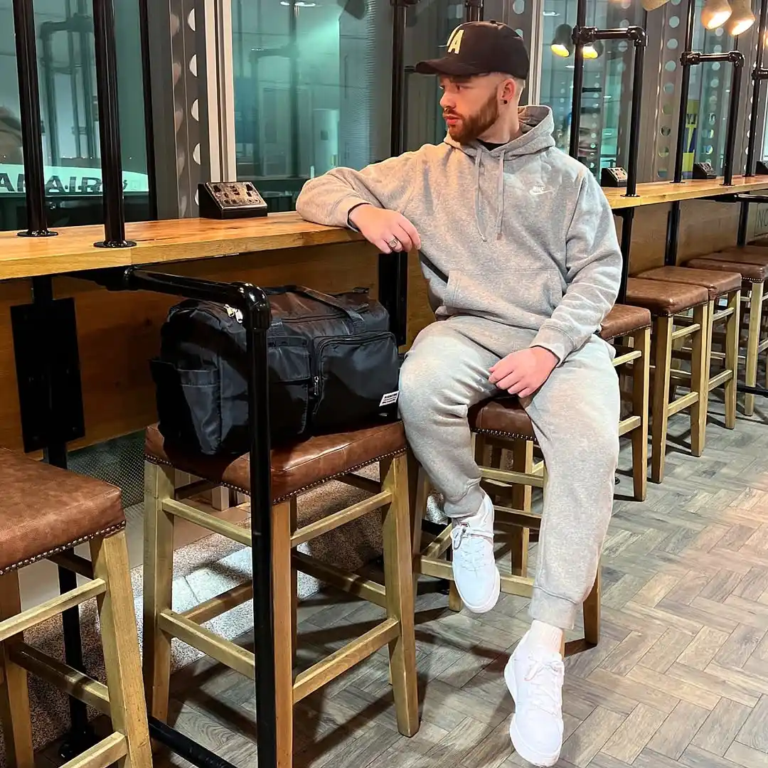 13. Pullover Hoodie and Matching Grey Joggers