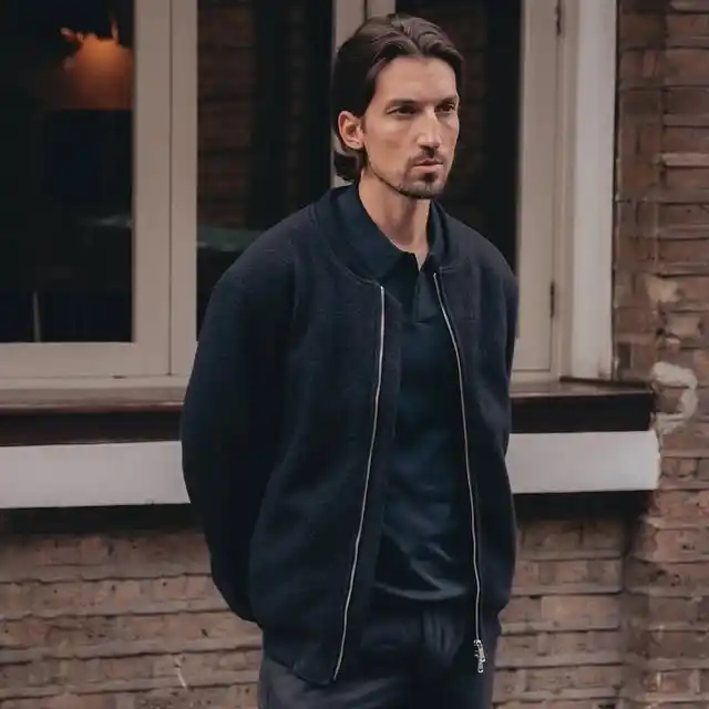 6. Monochromatic Bomber Jacket and Polo Outfit