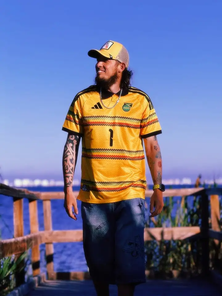 Yellow Kit and Baggy Denim Shorts for a Hot Weather Game