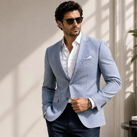 16 Airport Outfit Ideas for Men Over 40 Looks That Feel Age-Appropriate 5 The Unstructured Blazer for Flying Straight Into a Meeting