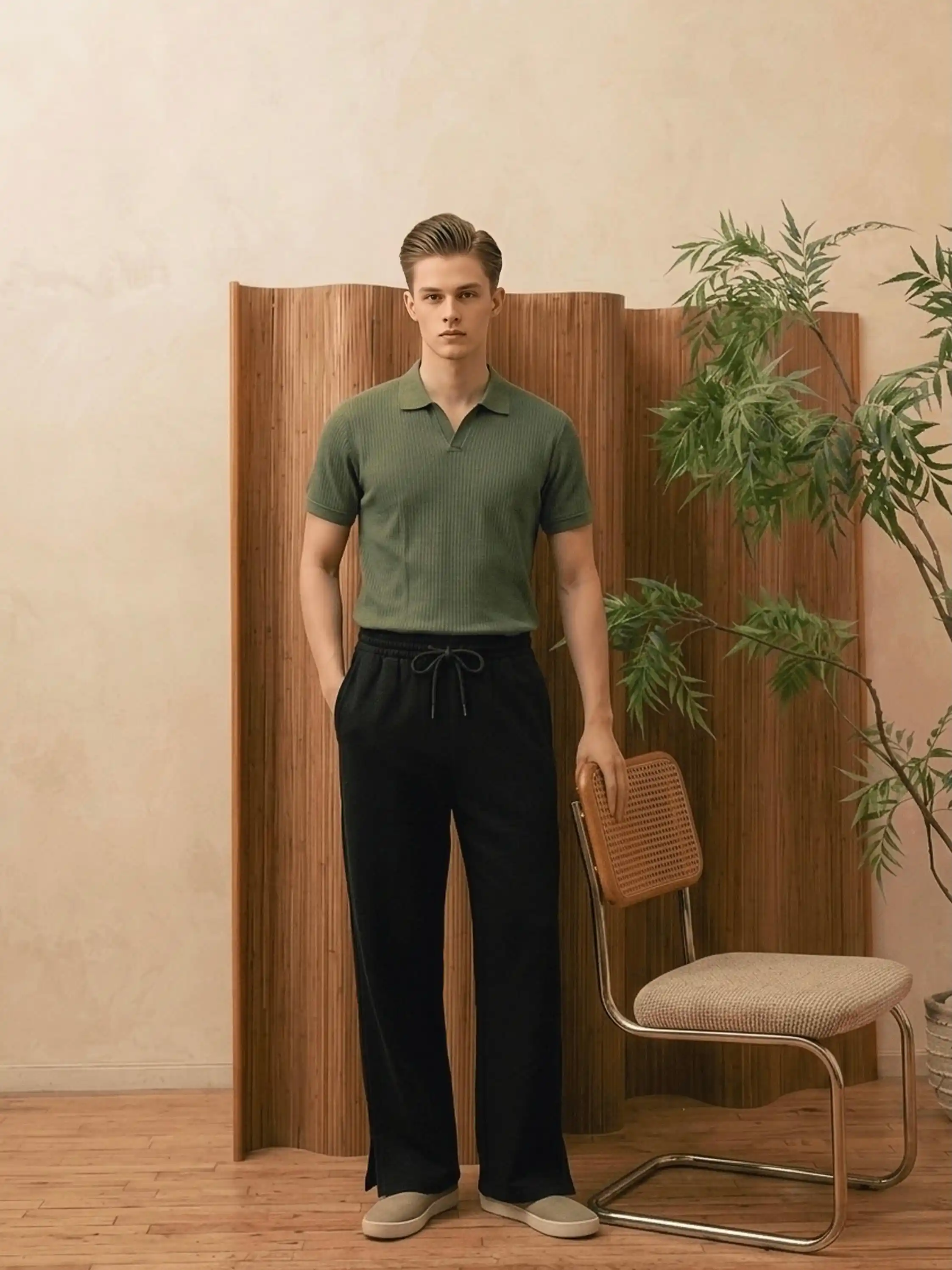 12 Capsule Wardrobe Ideas for Men (Fall, Winter, Spring, Summer) 6 5. Ribbed Knit Polo Shirt