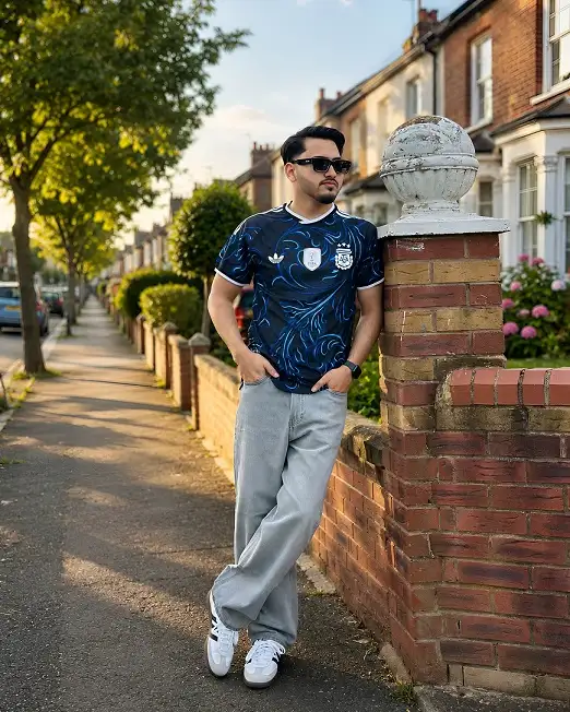 25 Soccer Jersey Outfit Men Business Casual Combos That Work 4 Navy Argentina Away Jersey with Grey Trousers