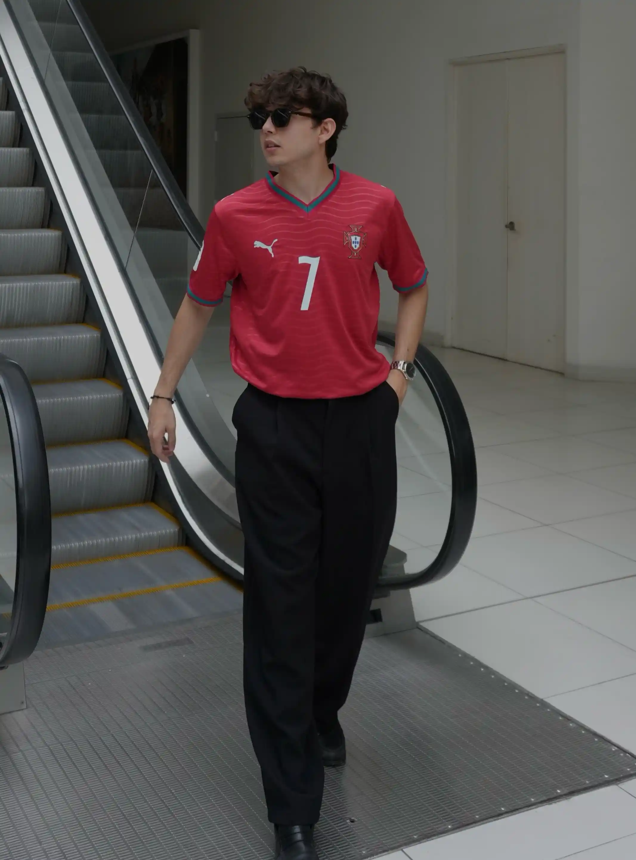 17 Soccer Jersey Streetwear Outfit Ideas for Men 8 Portugal Kit with Tailored Black Trousers