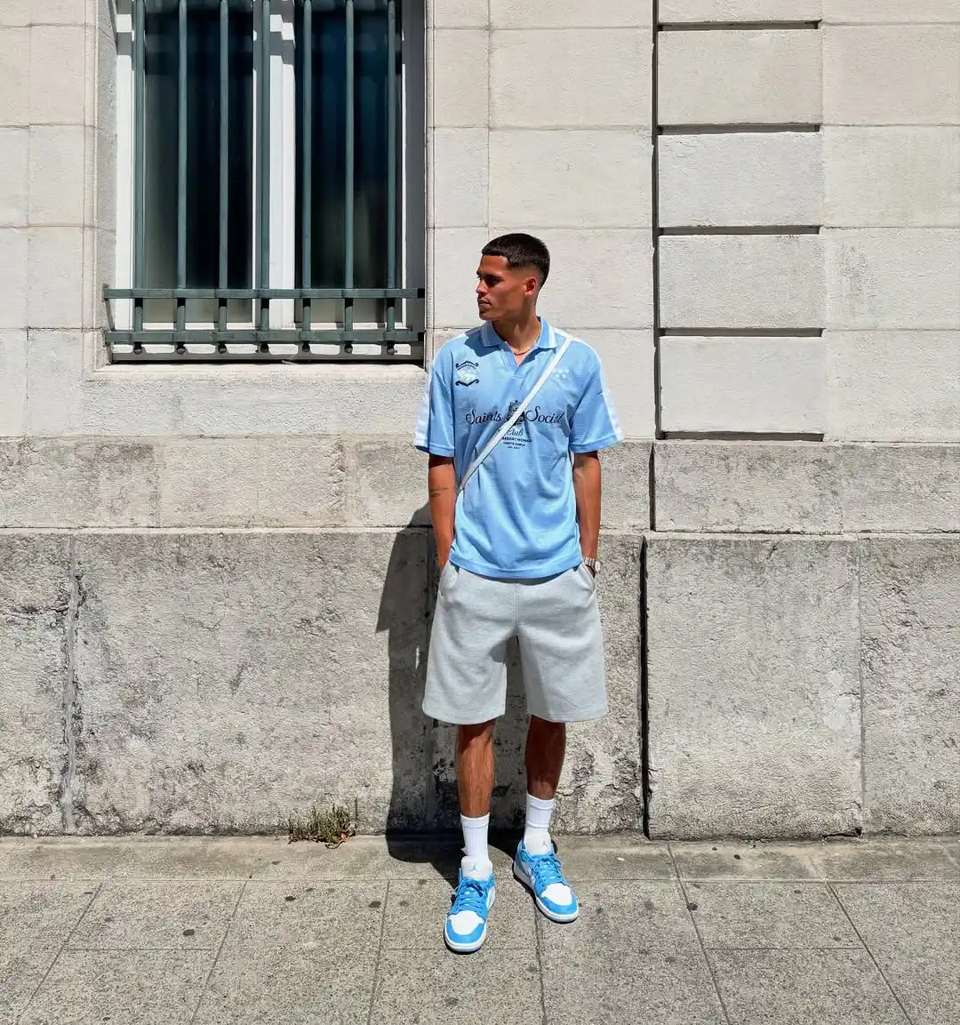 11 Soccer Jersey Outfit Men Holiday Travel Combos That Work 6 5. Sky Blue Saints Social Club Jersey with Grey Shorts