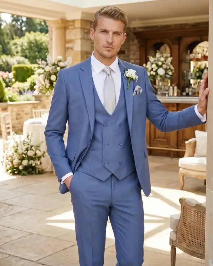 3. Three-Piece Powder Blue Suit